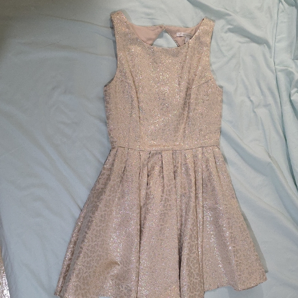 LC Lauren Conrad Pink and Orange Pleated Halter Dress